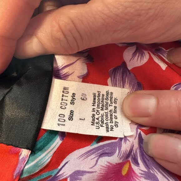 Vtg Mens Red Hawaiian Shirt Floral Les Tropiques Resortwear 100% Cotton Large - Picture 6 of 6